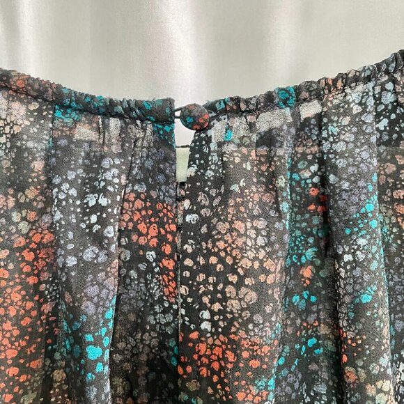 Ava & Viv Black Multi Floral Chiffon Bishop Sleeve Lined Pullover Blouse Size 3X - Picture 7 of 15